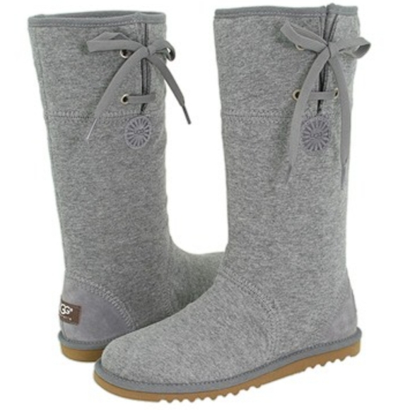RARE! UGG Heathered Gray Jersey Knit Lightweight Boots in Size 5 - Picture 4 of 11
